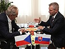Slovenský prezident Peter Pellegrini se seel s bývalým prezidentem Miloem...