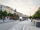 Nová vizualizace rekonstrukce Václavského námstí s tramvajovou tratí.