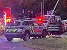 Policisté pi honice nabourali v Praze do sloupu, pronásledovaný motorká ujel