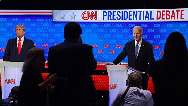 Donald Trump a Joe Biden bhem prvn prezidentsk debaty (27. ervna 2024)