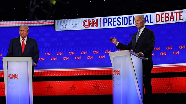 Donald Trump a Joe Biden bhem prvn televizn debaty (27. ervna 2024)