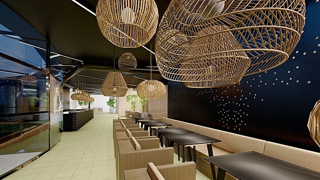 Hlavn chodba budoucho saunovho svta pot s modern a luxusn podobou interiru.