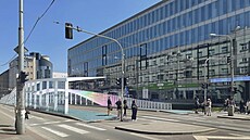 Budoucí podoba estetizované zastávky MHD Karolina. Vizualizace: DPO