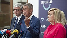 Tisková konference hnutí ANO. Na snímku Andrej Babiš (ANO). (21. června 2024)