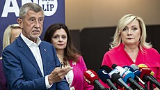 Tisková konference hnutí ANO. Na snímku Andrej Babiš (ANO). (21. června 2024)