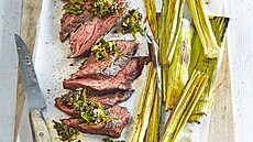 Steak s Chimichurri omá�kou a mladými pórky