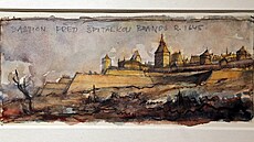 Bastion p�ed �pitálskou branou, jeden z obraz� Gustava kruma