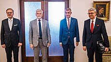 Prezident Petr Pavel p�ijal p�edsedu vlády Petra Fialu (ODS), p�edsedu hnutí...