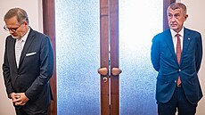 Prezident Petr Pavel p�ijal p�edsedu vlády Petra Fialu (ODS), p�edsedu hnutí...