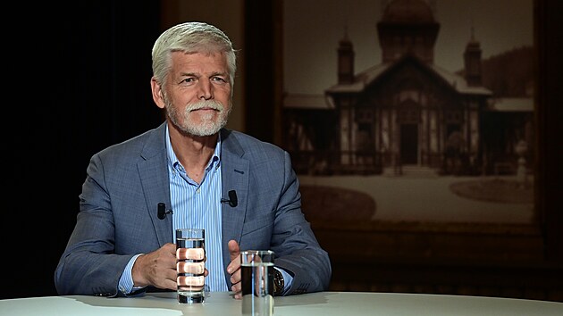 Prezident Petr Pavel vystoupil v po�adu �T Otázky Václava Moravce z Karlových...