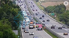 Na dálnici D1 havarovala dv osobní vozidla. (30. ervna 2024)