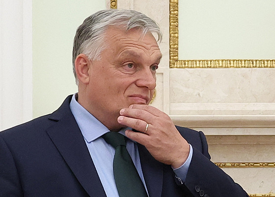 Ma�arský premiér Viktor Orbán b�hem setkání s ruským prezidentem Vladimirem...