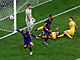 Nizozemec Donyell Malen se raduje ze vsteleného gólu Rumunsku.