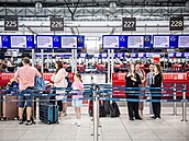 Ilustra�ní foto: cestující s kufry v hale Leti�t� Václava Havla (2. �ervence...