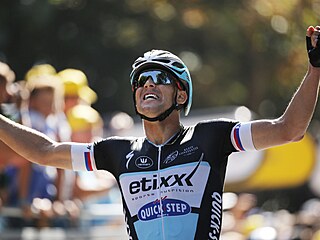 Zdenk tybar se raduje z triumfu v 6. etap na Tour de France.