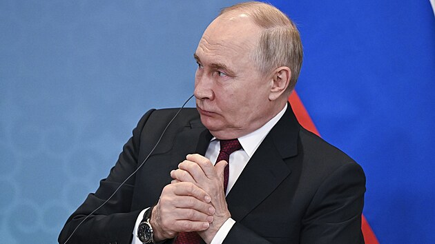 Rusk prezident Vladimir Putin na summitu anghajsk organizace pro spoluprci (SCO) v kazask Astan (3. ervence 2024)