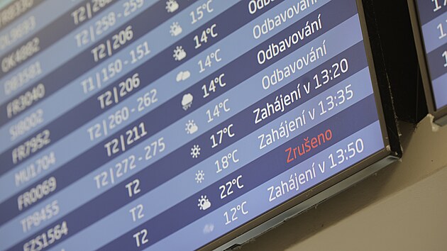 Nkter lety jsou na Letiti Vclava Havla v Praze zrueny. (3. ervence 2024)