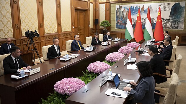 Ma�arsk�ho premi�ra Viktora Orb�na p�ijal ��nsk� prezident Si �in-pching. (8. �ervence 2024)