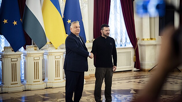 Maarsk premir Viktor Orbn se v Kyjev setkal s ukrajinskm prezidentem Volodymyrem Zelenskm. (2. ervence 2024)