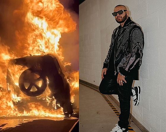 Rapper Rytmus zveejnil zábry hoícího auto, které kvli technické závad...