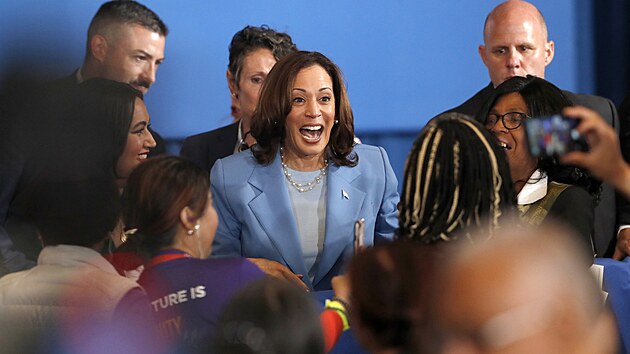 Americká viceprezidentka Kamala Harrisová na předvolebním mítinku v Las Vegas (9. července 2024)
