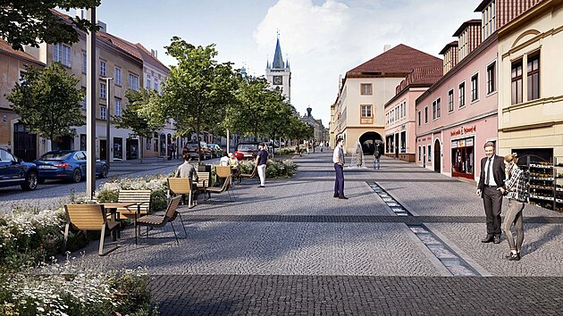 Takto by v budoucnu m�la vypadat Dlouh� ulice v Litom��ic�ch. Autory urbanistick� studie jsou Ji�� Kugl a �t�p�n Kotous.