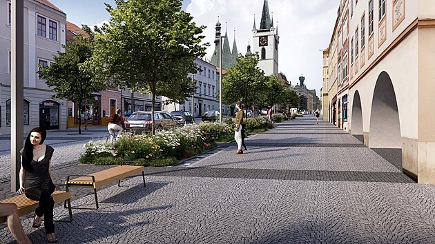 Takto by v budoucnu m�la vypadat Dlouh� ulice v Litom��ic�ch. Autory urbanistick� studie jsou Ji�� Kugl a �t�p�n Kotous.