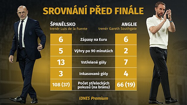 Srovnn ped finle mistrovstv Evropy mezi panlskem a Angli.