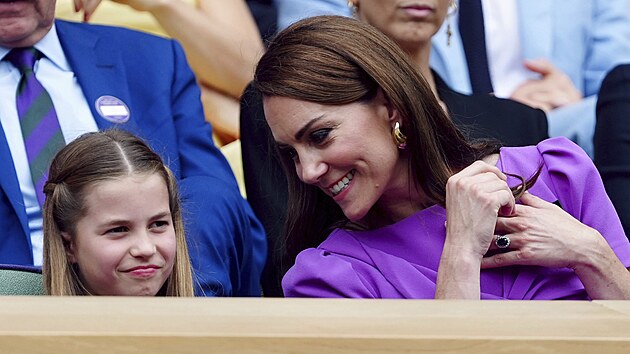 Princezna Kate si mužské wimbledonské finále užila se svou dcerou Charlotte (14. července 2024)