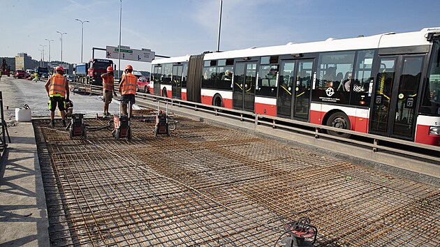 Pokraujc rekonstrukce Barrandovskho mostu, kontroln den stavby (10. ervence 2024)