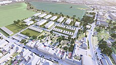 Vizualizace obytného komplexu v m�stské �ásti Brno-jih, zasazeného mezi ulice...