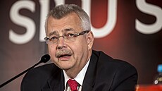 Jaroslav Tvrdík na pedsezonní tiskové konferenci Slavie.