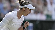 eská tenistka Barbora Krejíková se raduje ze zisku fiftýnu v semifinále...