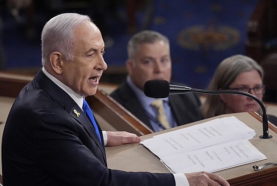 Izraelský premiér Benjamin Netanjahu během vystoupení v americkém Kongresu (24....