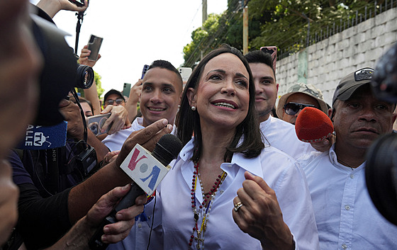 María Corina Machadová, lídryn� opozice, o�ekává výsledky prezidentských voleb...