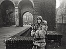 Milan, Italy: French singer and actress FRANCOISE HARDY posing in front of the...