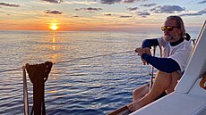 Josef Franti�ek Král z Libu�ína se plaví Atlantikem.