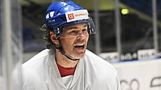 Jaromír Jágr na prvním tréninku hokejist Kladna.