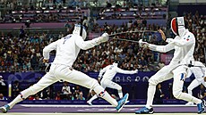 Ji�í Beran b�hem zápasu s Francouzem Romainem Cannonem.