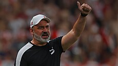 Slávistický trenér Jindich Trpiovský bhem ligového utkání proti eským...
