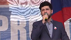 Matj Gregor na demonstraci esko proti bíd 16. dubna 2023