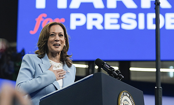 Demokratická kandidátka na prezidentku a viceprezidentka USA Kamala Harrisová...