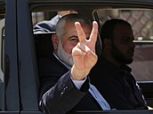 Lídr palestinského teroristického hnutí Hamás Ismáíl Haníja v Rafáhu (15. dubna...