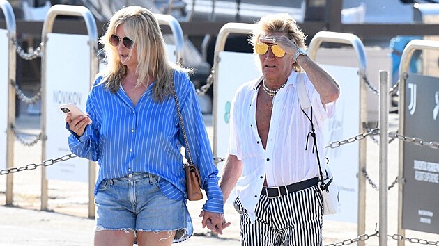 Rod Stewart s manelkou Penny Lancasterovou (Porto Cervo, Itlie, 15. ervence 2024)
