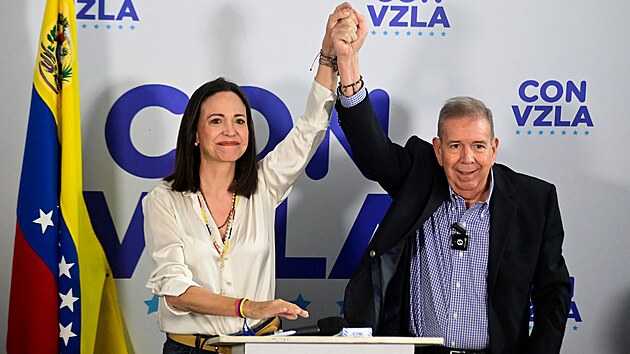 P�edstavitel� venezuelsk� opozice Edmundo Gonz�lez Urrutia a Mar�a Corina Machadov� (29. �ervence 2024)