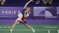 Badmintonistka Tereza vábíková v prbhu utkání skupinové fáze.
