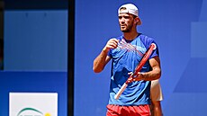 Tomáš Macháč v průběhu druhého kola olympijské dvouhry.
