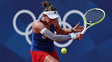 Tenistka Barbora Krejčíková v osmifinále olympijské dvouhry. (30. července 2024)