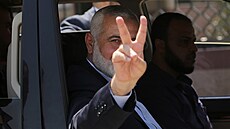 Lídr palestinského teroristického hnutí Hamás Ismáíl Haníja v Rafáhu (15. dubna...