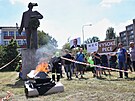 Protestn prvod zamstnanc Liberty Ostrava, ke ktermu vyzvaly odbory, se...